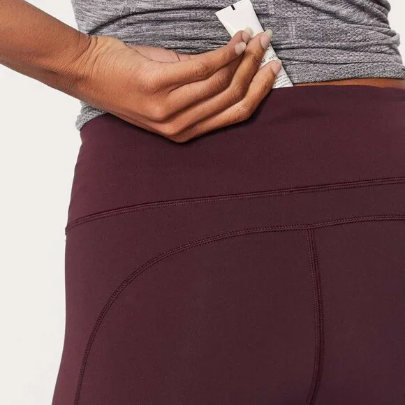 Lululemon Extra Mile Crop (Reflective 23") - Full-On® Luxteme in Garnet, Size 4 - Picture 13 of 16